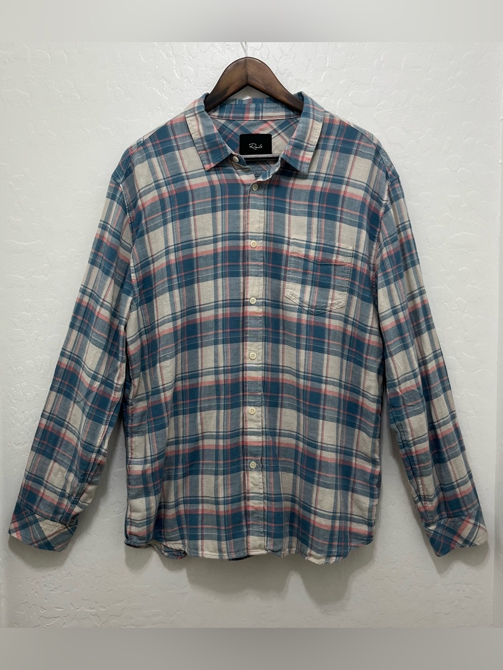 Rails Wyatt Mens XL Desert Agave Blue Pink Plaid Long Sleeve Button Shirt